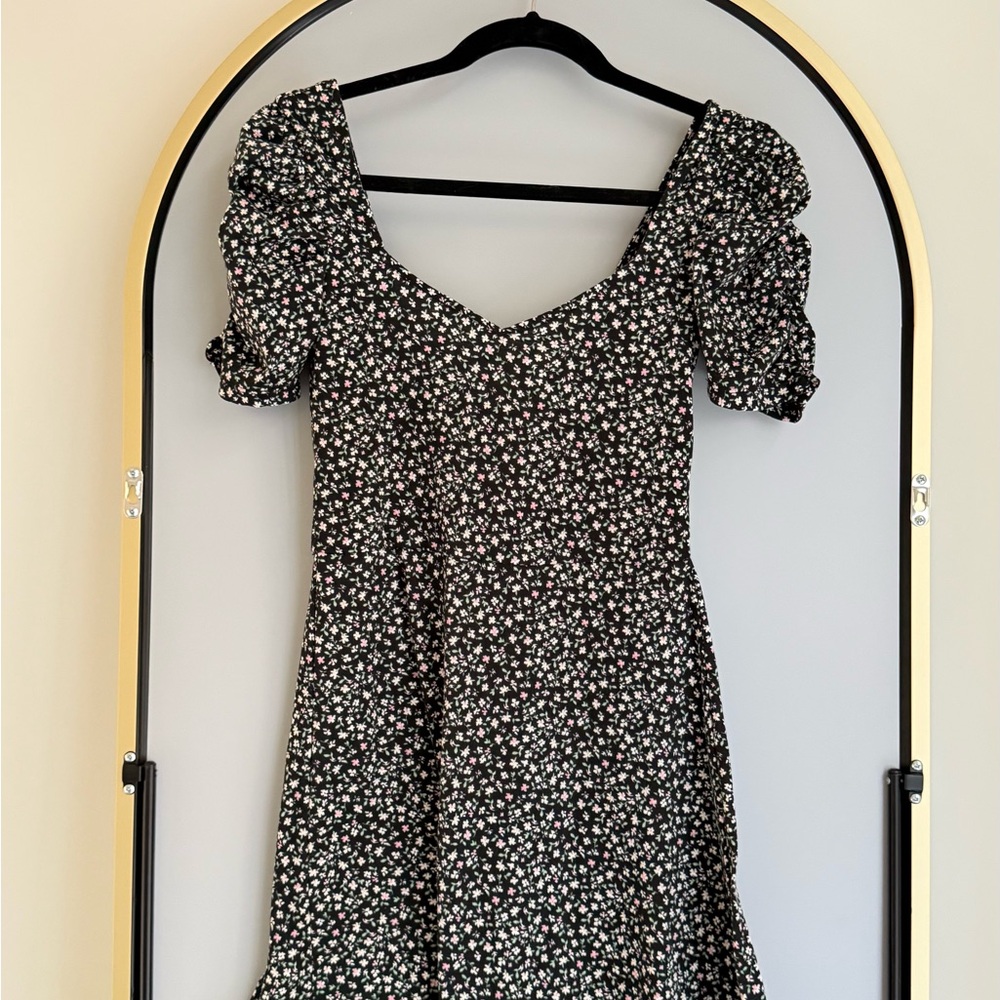 H&M Black Floral Mini Dress